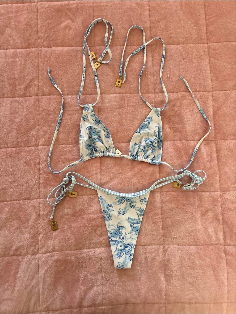 Kulani Kinis Blue Floral Triangle Bikini Set